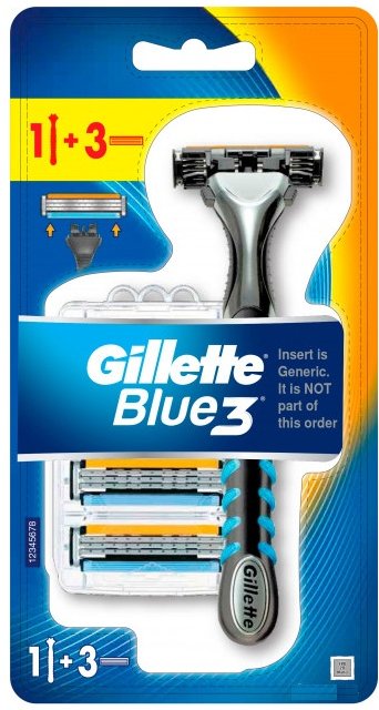 Бритвенный станок Gillette BLUE 3 + 3 кассеты купить | ELMIR - цена ...