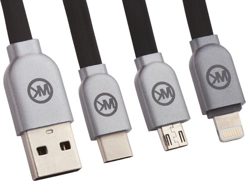 Кабель USB -> Lightning/micro-USB/CM WK Platinum 1 м Black (WDC-010 ...