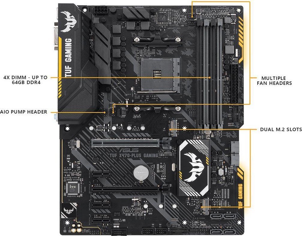 Материнская плата Asus TUF X470-Plus Gaming s-AM4 X470 купить | Elmir ...