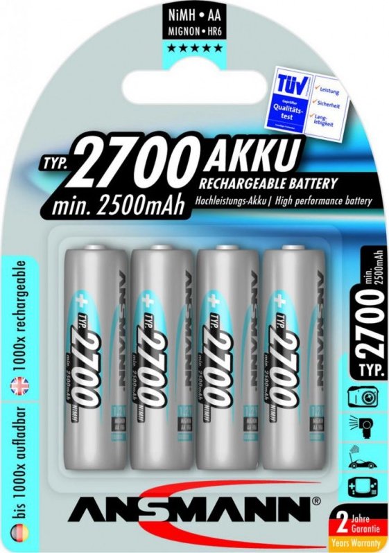 Аккумуляторы Ansmann AA/HR06 NI-MH 2700 mAh BL 4 шт. (5030842) купить ...