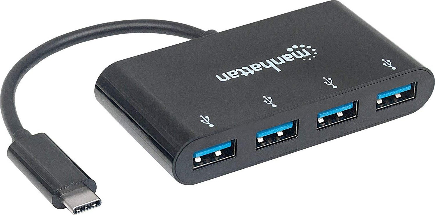 Концентратор USB3.2 Gen1 Type-C Manhattan Black (162746)  | ELMIR .