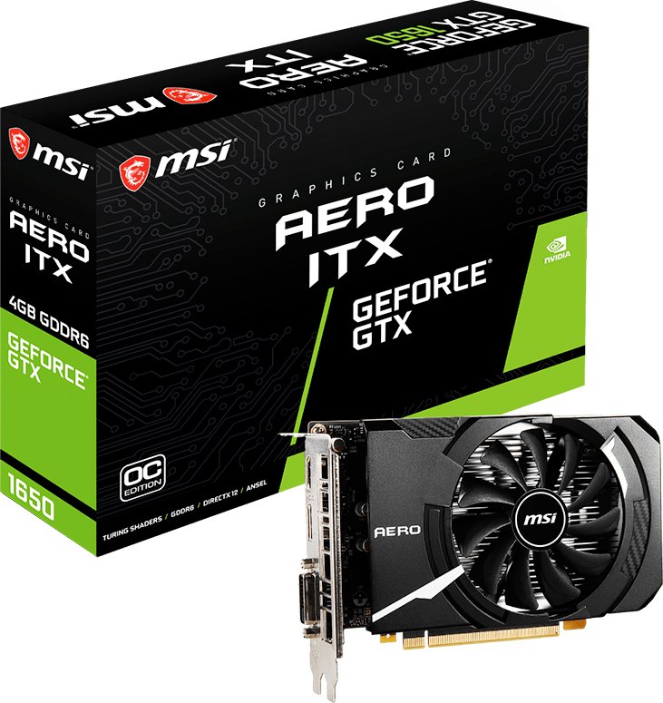 Видеокарта MSI PCI-E GeForce GTX1650 4GB DDR6 (GTX 1650 D6 AERO ITX OC ...