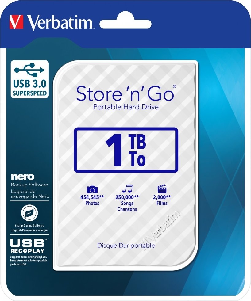 Жесткий диск USB 1TB Verbatim White (53206) купить | Elmir - цена ...