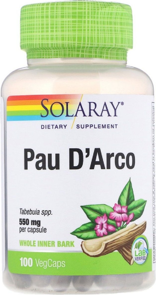 Кора муравьиного дерева Solaray Pau d'Arco 550 мг 100 капсул (SOR01440 ...