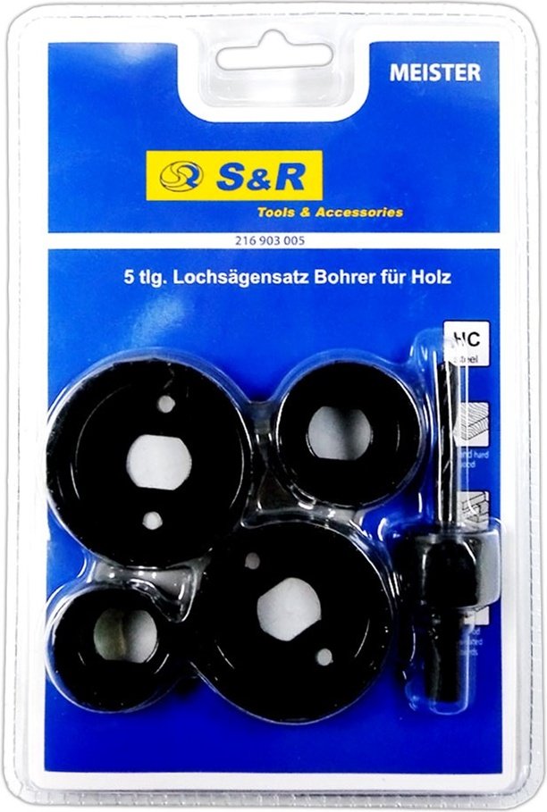 Набір свердел корончатих по дереву S&R Meister 32-54 мм (216903005 Набір свердел корончатих по дереву S&R Meister 32-54 мм (216903005