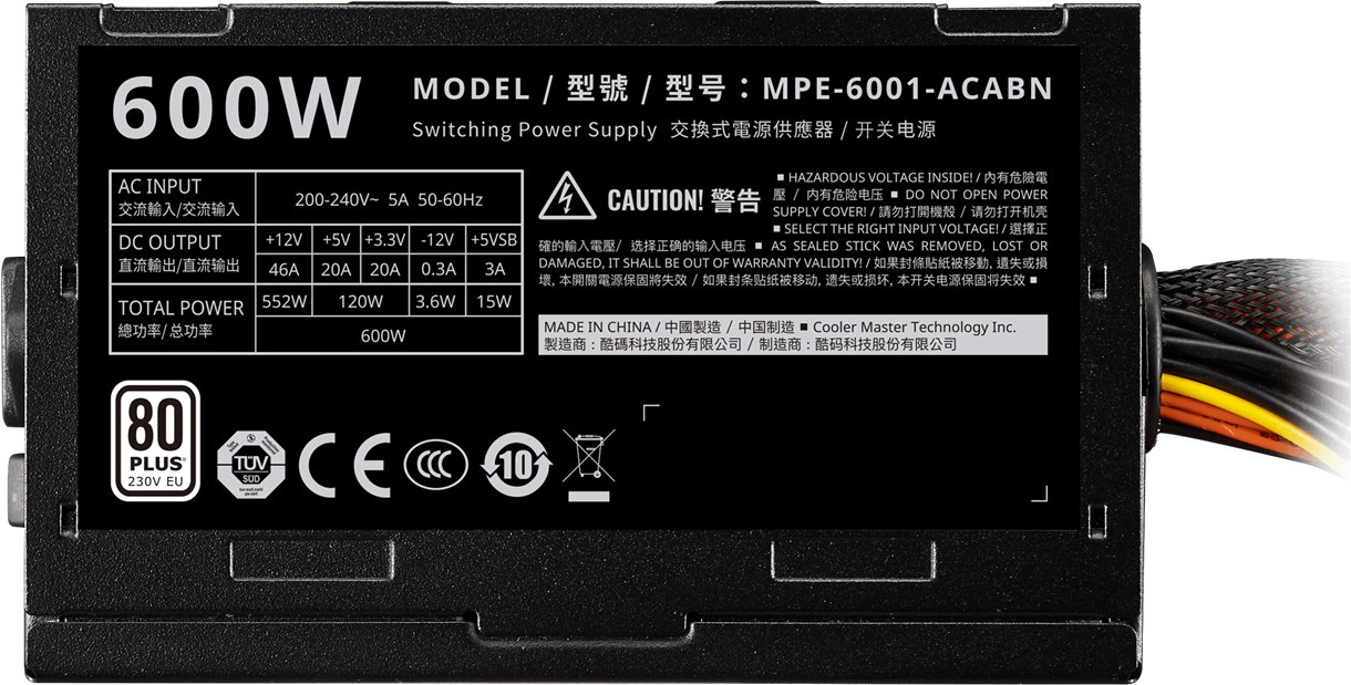 Блок питания 600W Cooler Master Elite V4 (MPE-6001-ACABN-EU) купить ...