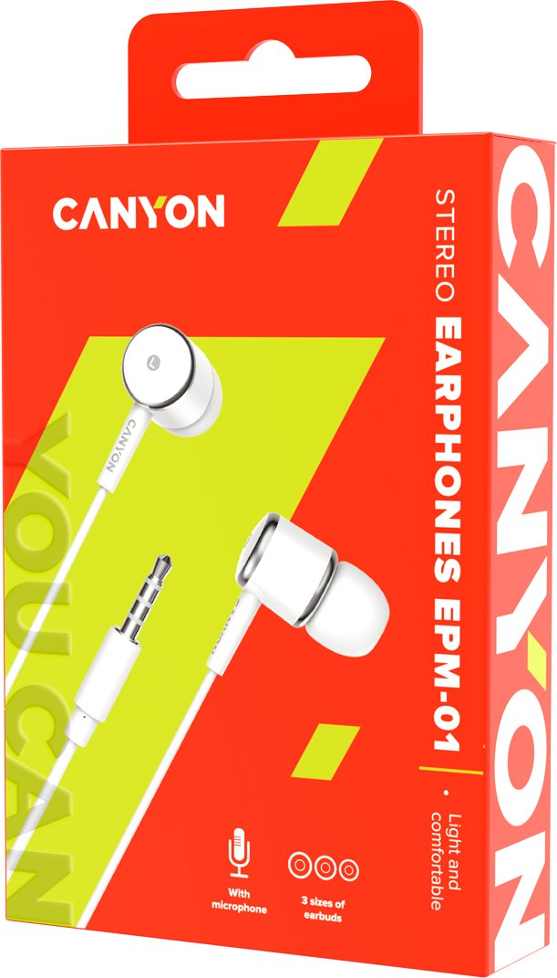 Наушники Canyon CNE-CEPM01W White купить | ELMIR - цена, отзывы ...