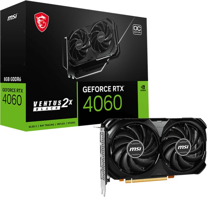 Видеокарта MSI PCI-E GeForce RTX 4060 8GB DDR6 (RTX 4060 VENTUS 2X