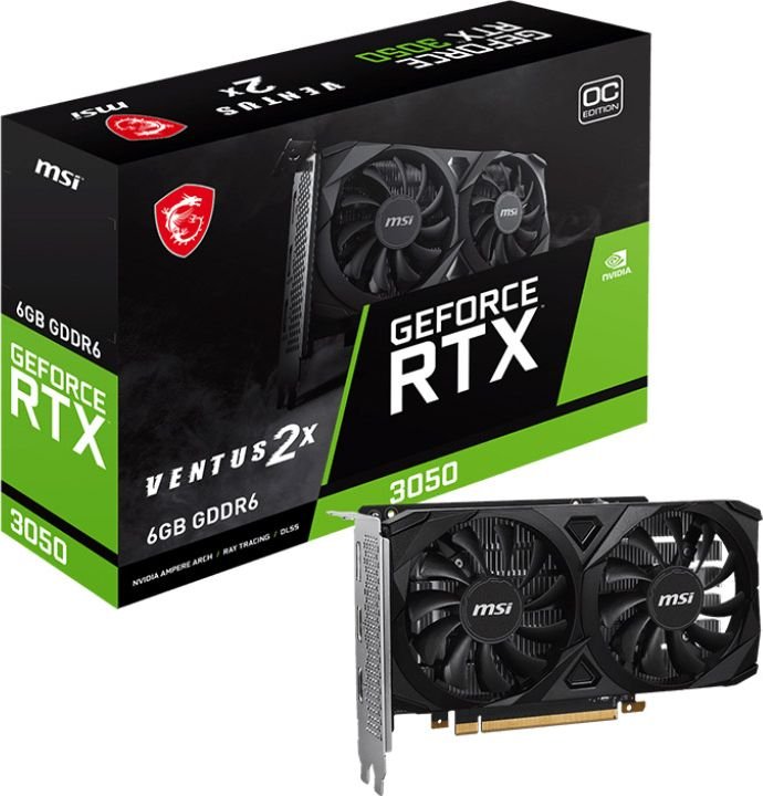 Видеокарта MSI PCI-E GeForce RTX 3050 6GB DDR6 (RTX 3050 VENTUS 2X