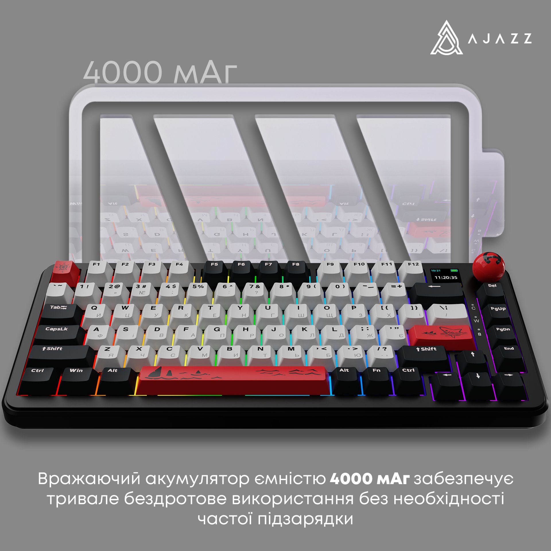 Клавіатура Ajazz AK820 Max Avocado Switch Black RGB (AK820MAX-AS