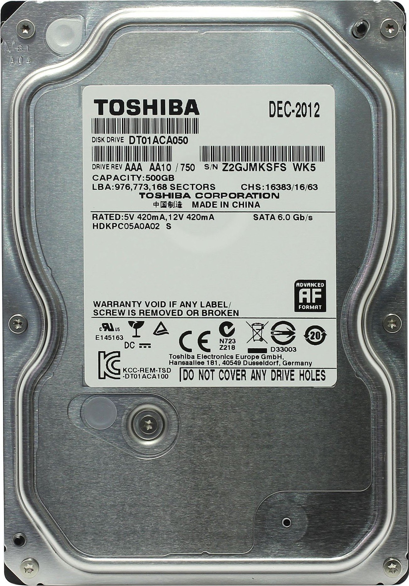 Жесткий диск 3.5" SATA 500GB Toshiba (DT01ACA050) Refurbished купить ...