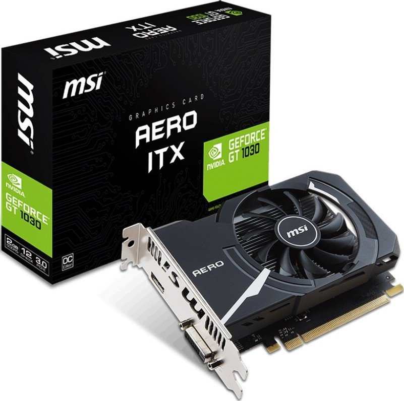Видеокарта MSI PCI-E GeForce GT1030 2GB DDR5 (GT 1030 AERO ITX 2G